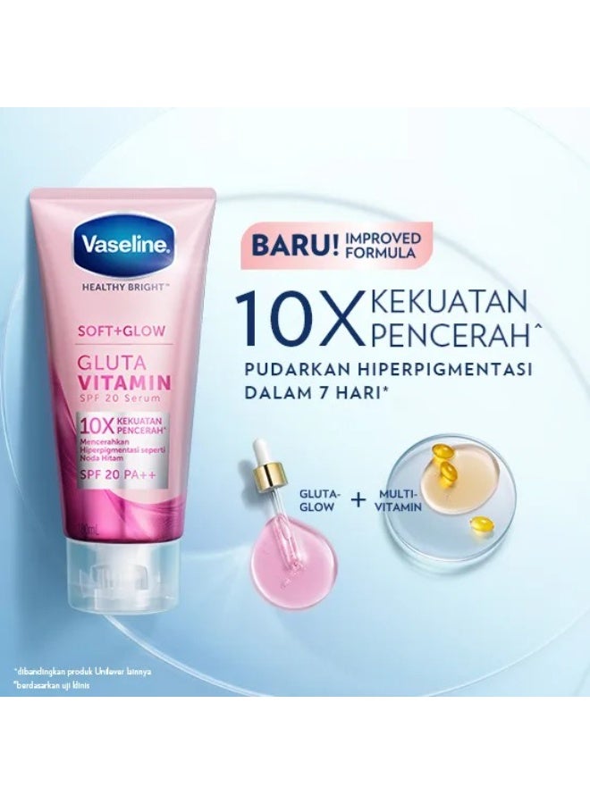 فازلين سيروم فيتامين جلوتا هيلثي برايت بعامل حماية من الشمس 20 PA++، 180 مل | تركيبة خفيفة للعناية بالجسم - Image 3